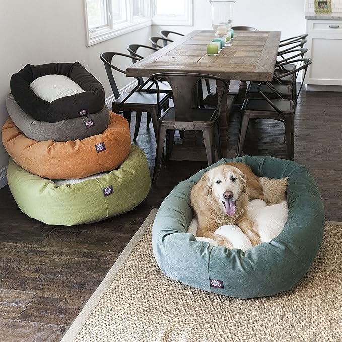 24 inch Marine Villa Collection Sherpa Bagel Dog Bed